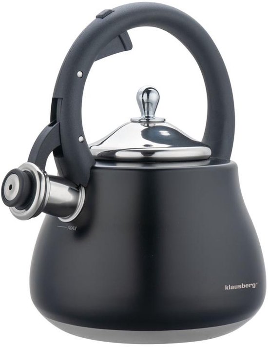 Bouilloire sifflante Klausberg 2,8 L en acier inoxydable - Tous feux (induction, gaz) - Zwart - Bouilloire sifflante - Bouilloire à eau
