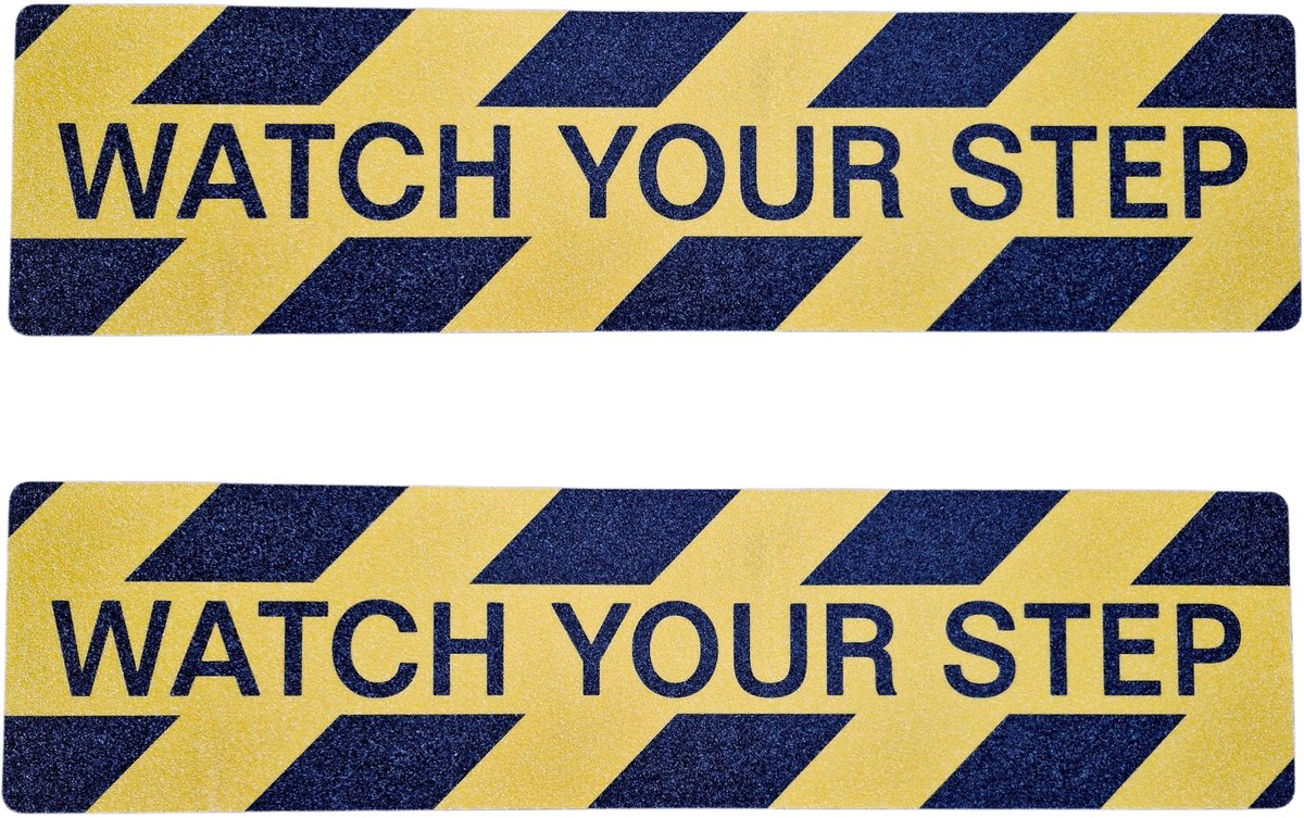 2 STUKS - Ruwe Antislipsticker Waarschuwingssticker met korrel - Antisliptape met korrelvoering - Geel/Zwart - 59,5 x 15,0 cm - Waterdicht - Veiligheid Sticker voor Thuis, Kantoor & Bedrijf