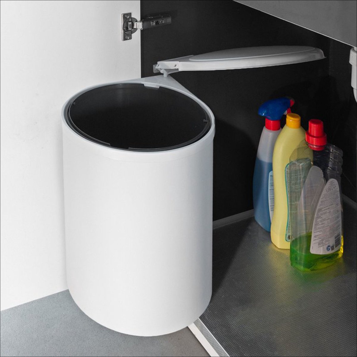 Eleganca afvalbak 13L - uittrekbare prullenbak - inbouw afvalemmer - wit - B28.5xD28.5xH34cm