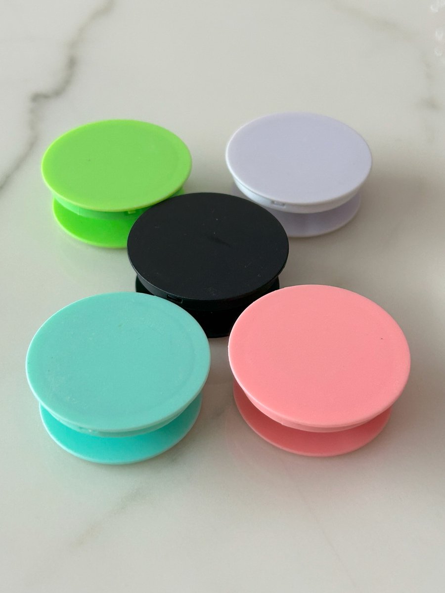 5 stuks Telefoon Grip & Stand – Universele Smartphone Houder – Opvouwbaar & 360° Draaibaar – Past op Elke Telefoon of Hoesje - Zwart/Wit/Roze/Groen/Turquoise