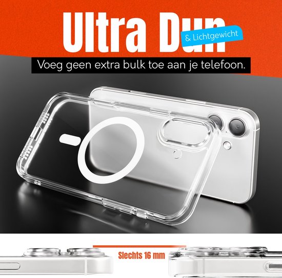 Coque transparente, ultra-fine et légère pour votre téléphone, montre une épaisseur de 16 mm.
