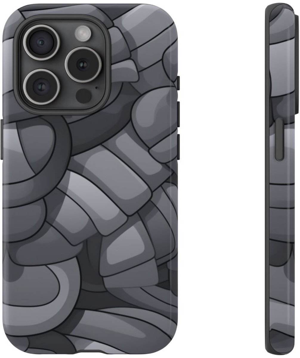 Grijs Abstract Buispatroon – Telefoonhoesje Geschikt voor iPhone 15 Pro