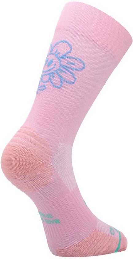 Chaussettes de course Sporcks Happy Day Pink – Compression et maintien – Respirantes COOLMAX® – Régulatrices d'humidité – Chaussettes de sport pour femmes et hommes