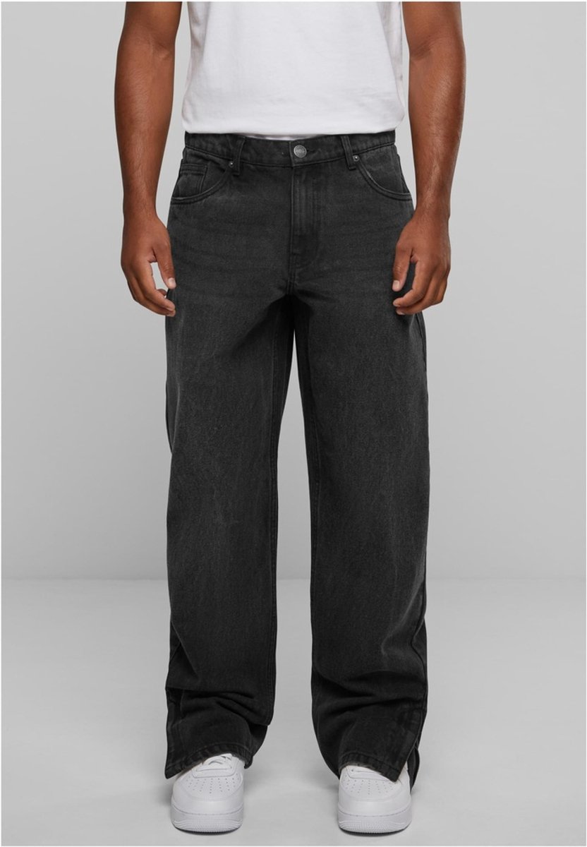 Urban Classics Heavy Ounce Zipped Jeans Broek rechte pijpen Taille 32 inch Zwart