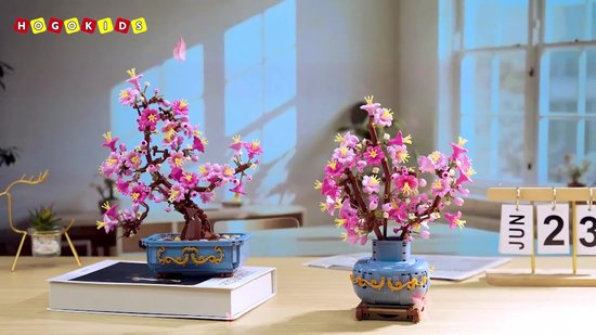 HOGOKIDS Jeux de construction de bonsaïs en Fleurs de cerisier - 775 pièces - Plantes artificielles 2 en 1 - Jouets de décoration pour la maison Adultes et adolescents
