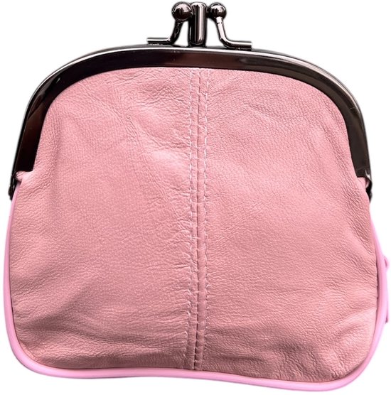 THL Design - Dames Knip Beurs - Beursje Medium - Portemonnee Dames - Leer - Roze