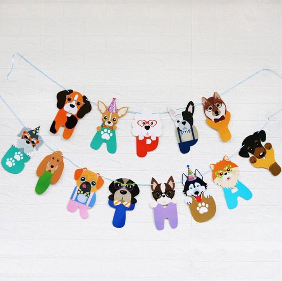 Hond Slingers (Happy Birthday), Kinder slingers, Letter Slingers, Multi kleuren, 13 stuks, Verjaardag, Kinderverjaardag, Feest, Party, Decoratie, Versiering