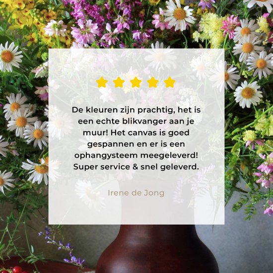 Tableau sur toile Fleurs - Tableau - Nature morte - Bouquet - Vase - 20x20 cm - Décoration murale