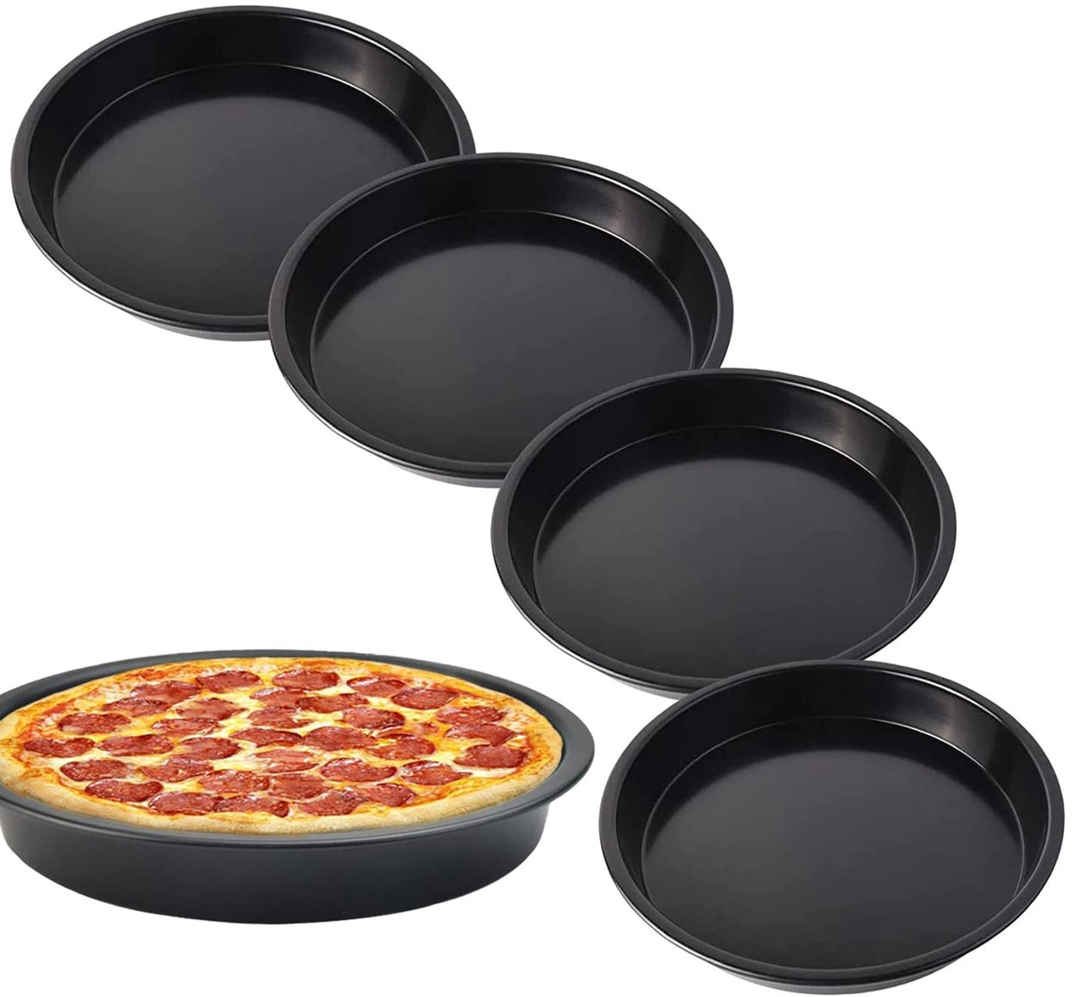 Ibenzoa® Set van 4 ronde bakvormen van 18 cm voor pizza en quiche