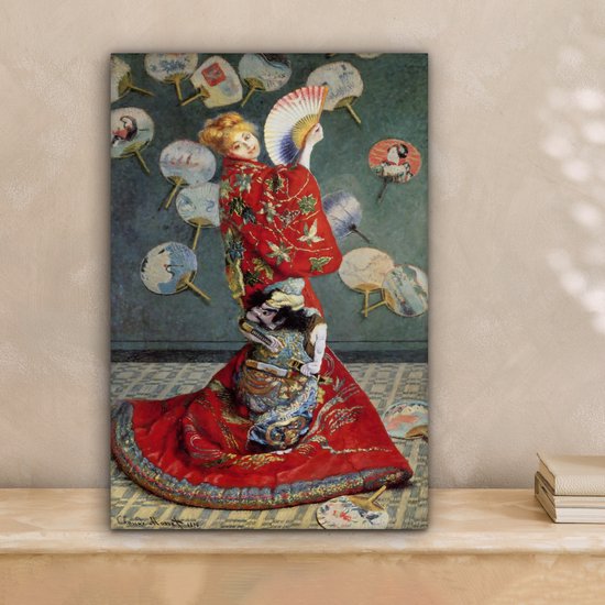 Toile Peinture Camille Monet en Costume Japonais - Peinture de Claude Monet - 20x30 cm - Décoration murale