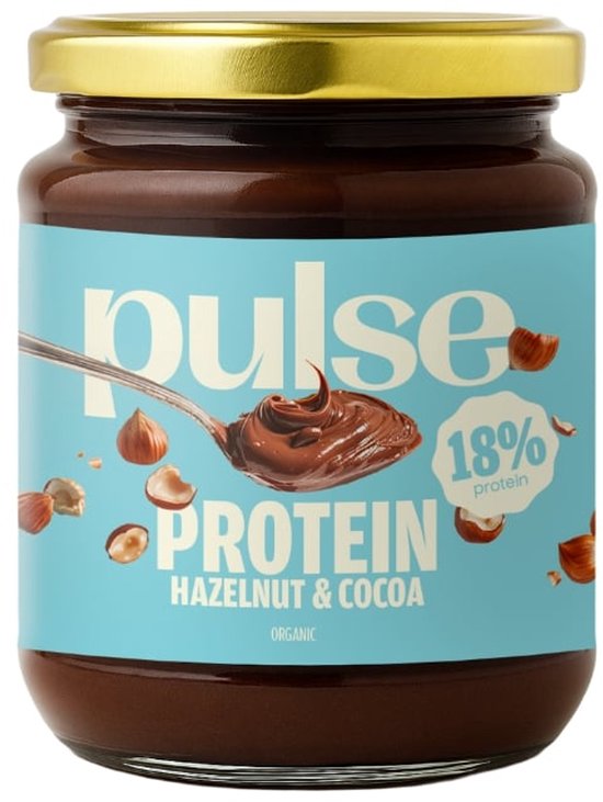 Pulse Protein - Choco‑hazelnoot eiwitpasta (18% eiwit) - Vegan, Bio, Zonder gluten - 300g