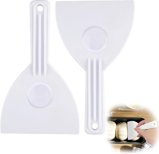 Lot 4 Spatules à Pâte Flexible - Grattoir, Coupe-pâte - Poignée Ergonomique - Pour Cuisine, Pâtisserie