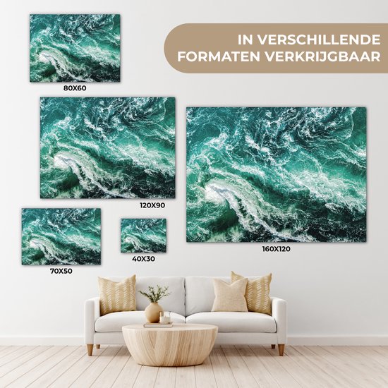 Canvas schilderij 80x60 cm - Wanddecoratie Oceaan - Water - Zee - Luxe - Groen - Turquoise - Muurdecoratie woonkamer - Slaapkamer decoratie - Kamer accessoires - Schilderijen op canvas