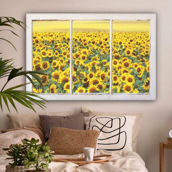 Peintures sur Toile Transparent - Tournesol - Jaune - 140x90 cm - Décoration murale