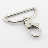 3 Stuks METALEN MUSKETONHAKEN/KARABIJNSLUITINGEN/SLEUTELHANGERS, Voor Linten van 35MM, Voor MODE/RUGZAKKEN, Prima Kwaliteit, Kleur ZILVER