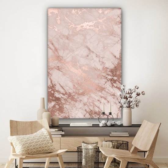 Peintures sur Toile Marbre - Rose - Luxe - 90x140 cm - Décoration murale