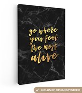 Citations Peinture sur Toile - La Vie - Marbre - 60x90 cm - Décoration murale