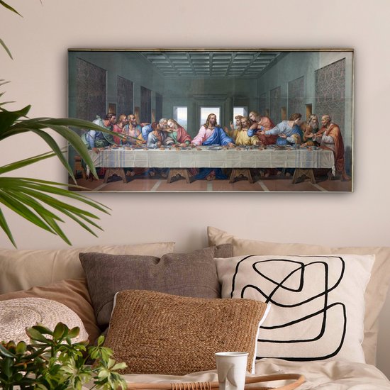 Canvas schilderij 80x40 cm - Wanddecoratie Het laatste avondmaal - Leonardo da Vinci - Muurdecoratie woonkamer - Slaapkamer decoratie - Kamer accessoires - Schilderijen op canvas