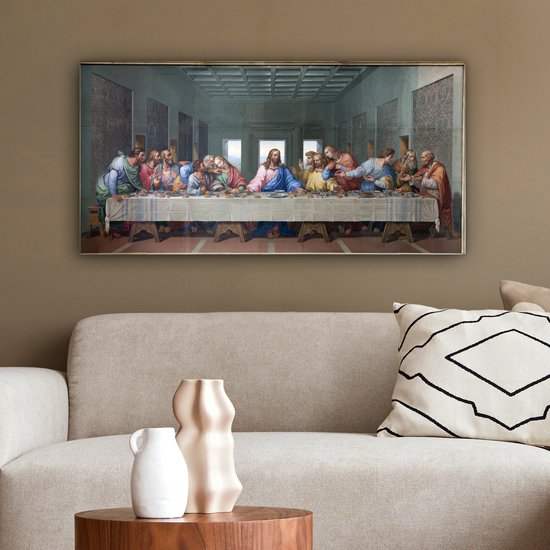 Canvas schilderij 80x40 cm - Wanddecoratie Het laatste avondmaal - Leonardo da Vinci - Muurdecoratie woonkamer - Slaapkamer decoratie - Kamer accessoires - Schilderijen op canvas