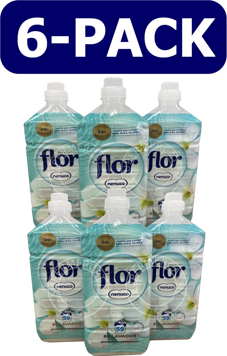 Nenuco Wasverzachter Flor 6-Pack - Inhoud per flacon 1050ml - Circa 59 x wassen per flacon