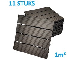 Composiet vlondertegels 30x30 cm | Kliktegels voor tuin & terras | Set van 11 stuks | Zwart