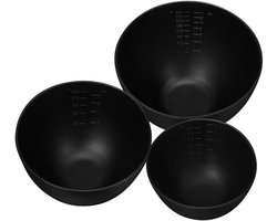 JHubers Goods - Set van 3 siliconen masker mengkommen in zwart - 100ml, 250ml en 450ml - Make-up kom met schaal