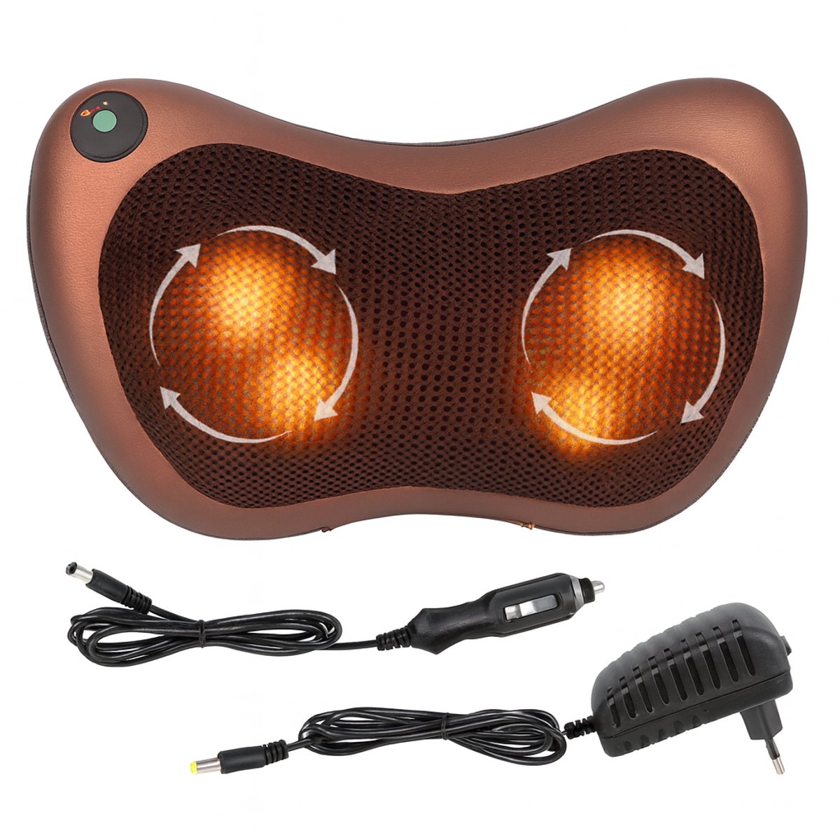 Massage Kussen voor Thuis & Auto - Inclusief 12volt & 220 volt Adapter - Massage Pillow - Nekmassage - Elektrisch Nek en Rug Massage Apparaat Kussen