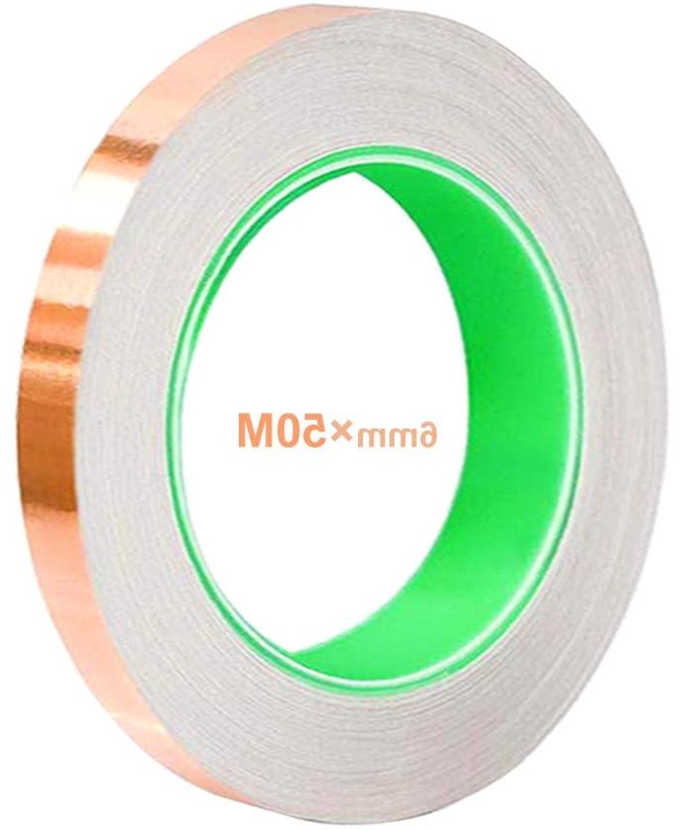 JHubers Goods - 6mm Koperfolieband - Zelfklevende Afschermband voor EMI - 50 Meter Rol