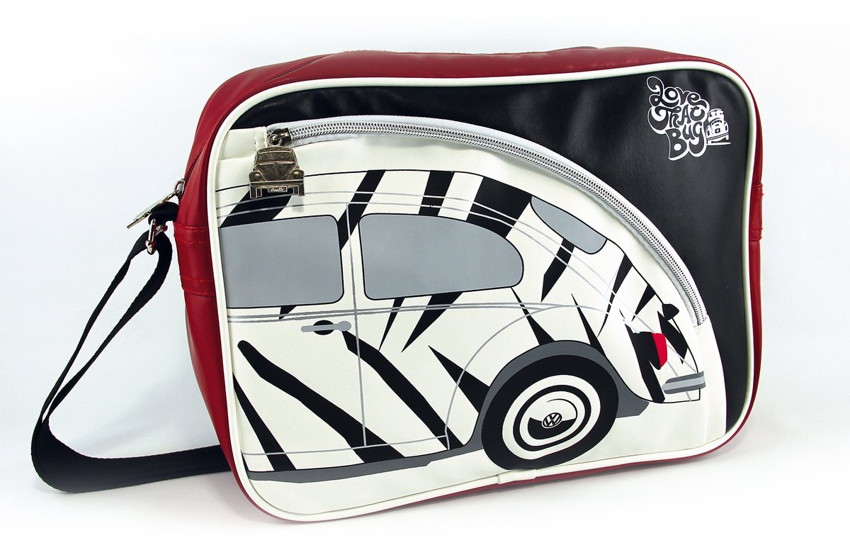 BRISA VW Collection - Stijlvolle en coole Volkswagen retro/vintage schoudertas voor op reis met VW Kever-motief (kunstleer)