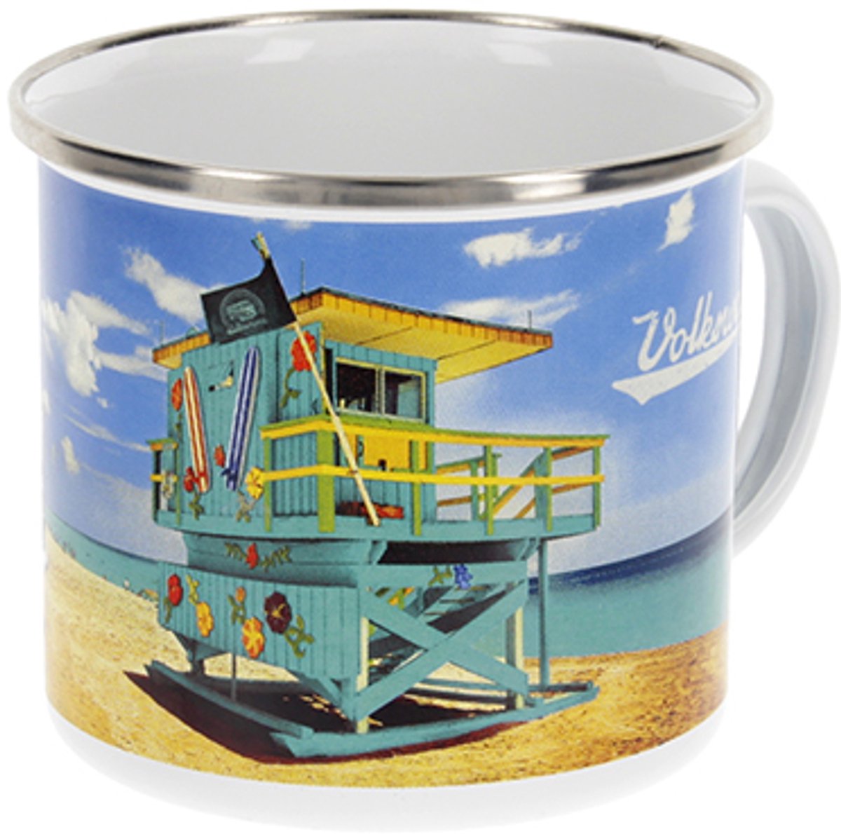 VW T1 Bus Emaille Mok 500ml - Beach Life