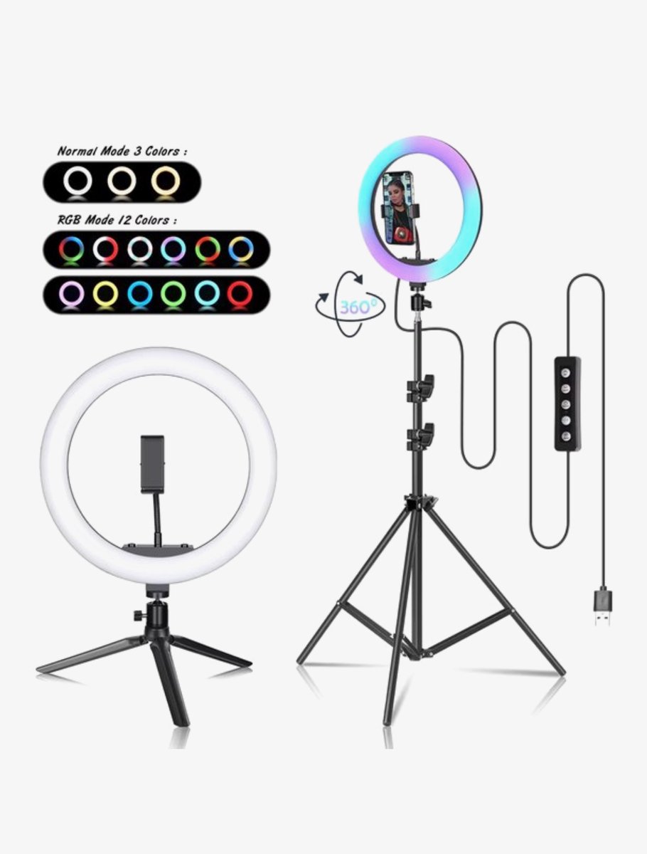 Ringlamp met Statief - Ring Light - TikTok Lamp - LED Ringlamp - Telefoonhouder