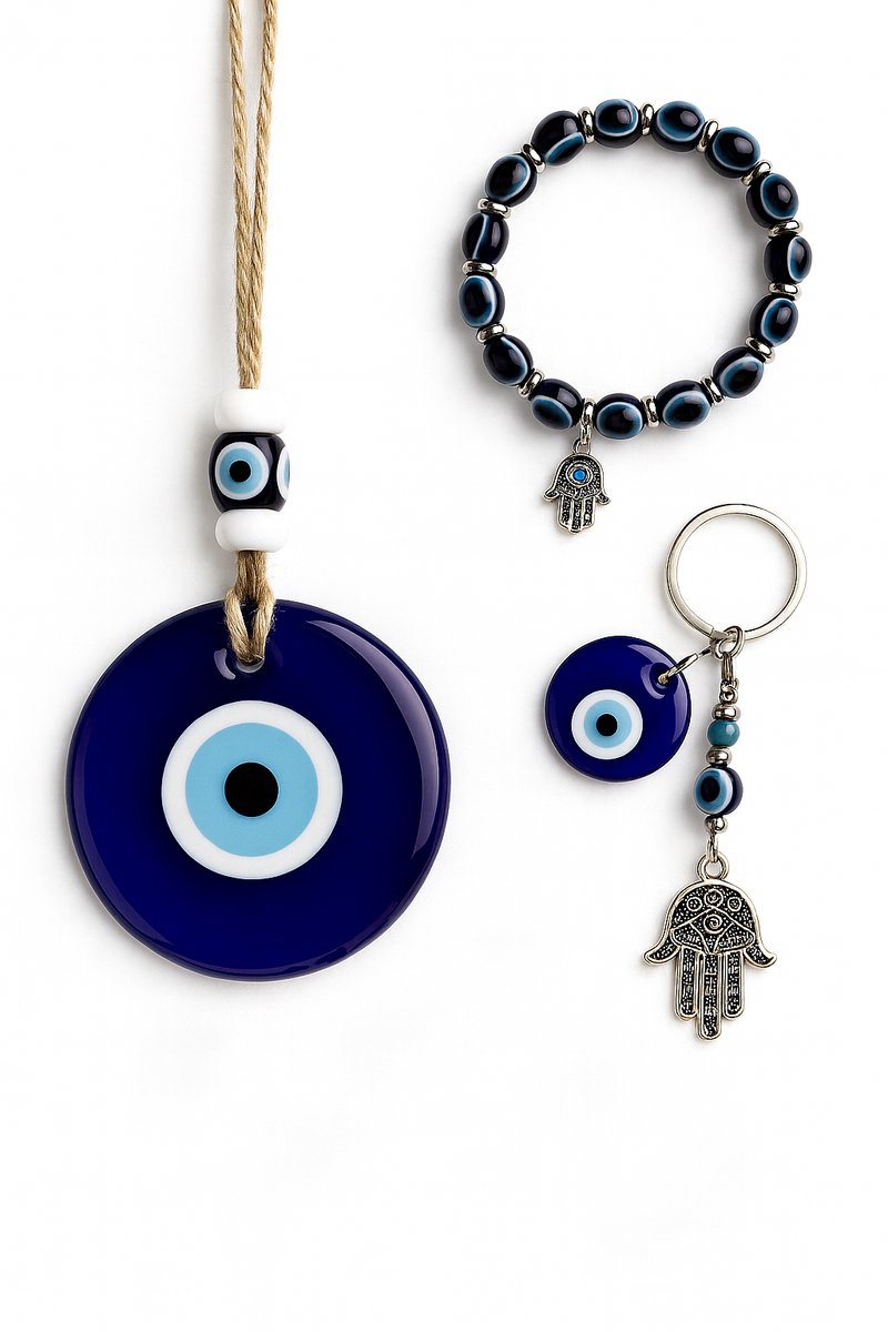 Afecto boze oog set - boze oog hanger-sleutelhanger en armband - Amulet - Talisman - Hanger - Sieraad - Bescherming - Geluk - Boze oog - evil eye