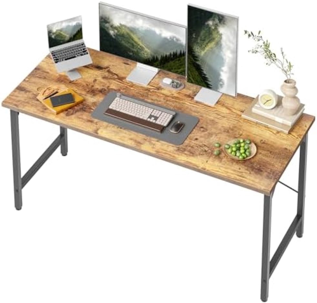 PromoHome Industriële Werktafel - Robuust MDF Blad met Metaal Frame - 120x48 cm