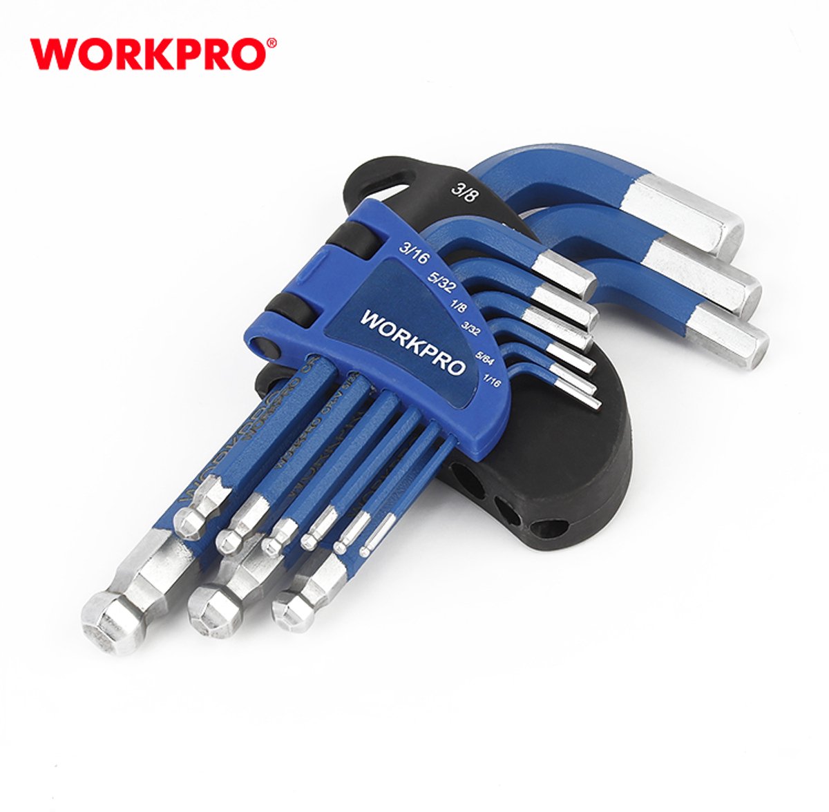 WORKPRO WP222010 9-delige Inbussleutelset met Kogelkop – Metrisch (CR-V Staal)