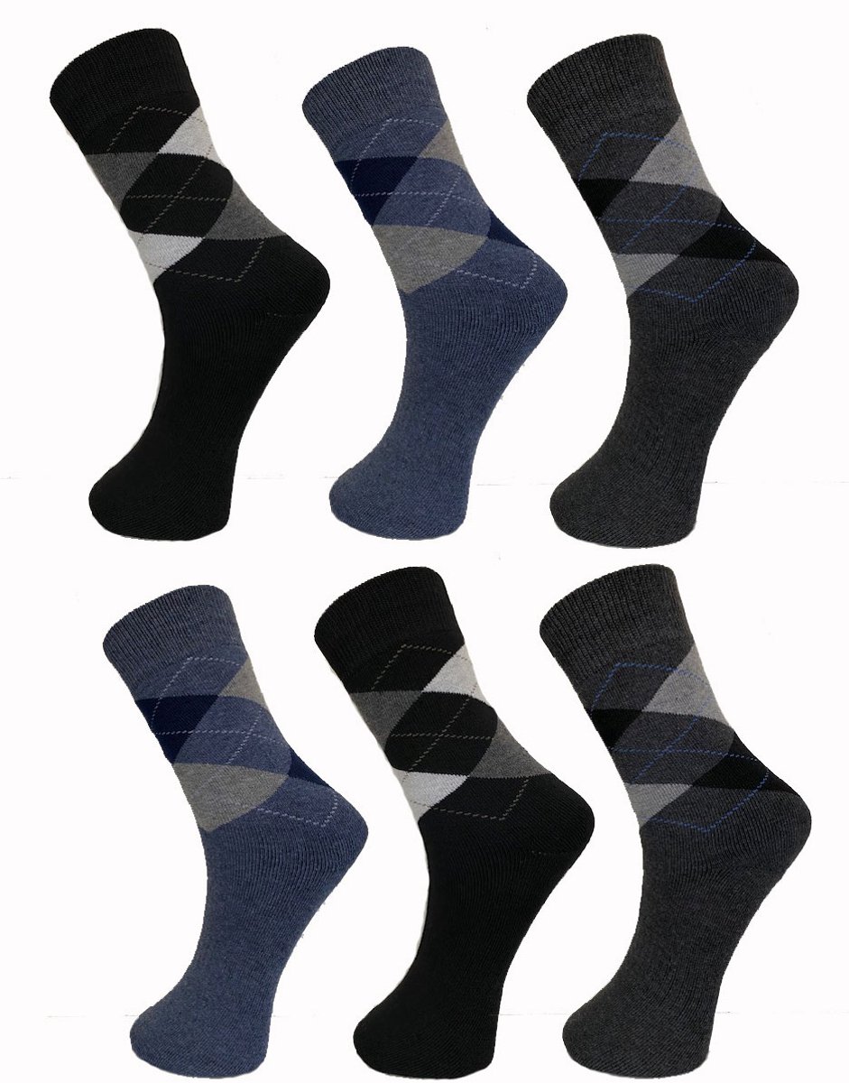 6 paar Samtex Klassiek THERMO sokken 39-42 Multicolor