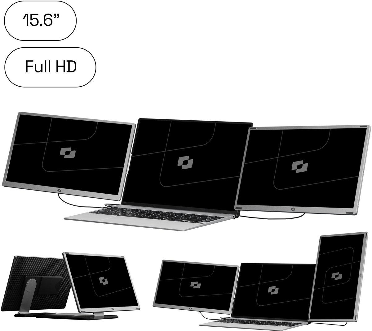 Screenmate® Infinity Portable Monitor 15,6” - Draagbare Monitor met Beschermhoes - Extra Scherm Laptop - Draagbaar Beeldscherm - Grijs
