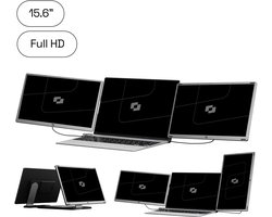 Screenmate® Infinity Portable Monitor 15,6” - Draagbare Monitor met Beschermhoes - Extra Scherm Laptop - Draagbaar Beeldscherm - Grijs