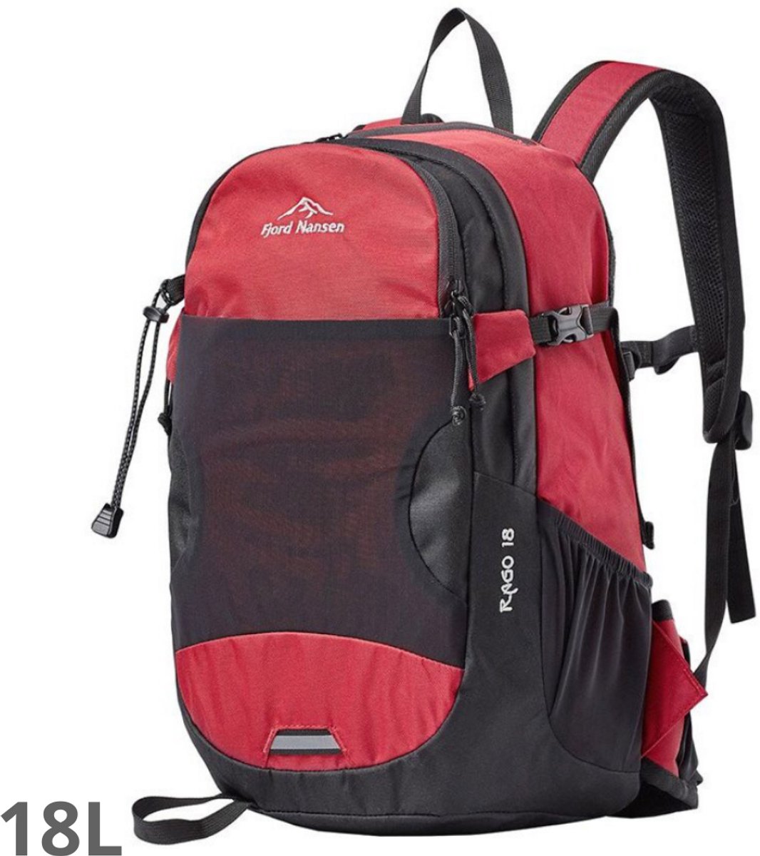 Fjord Nansen Rago Solid 18 Rood/Zwarte Rugzak 18 liter- sport - wandelingen- bergen - motor- school - werk