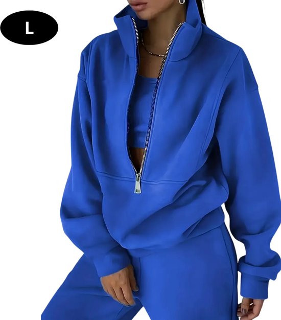 Ensemble de jogging Nivard pour femme - Tenue d'intérieur - Adultes - Survêtement - Confortable - Pantalon de jogging - Blauw - L