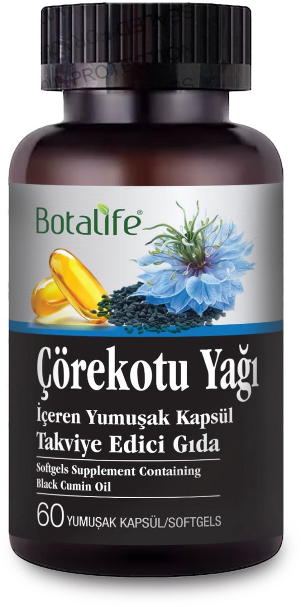 Botalife - Zwartezaadolie Softgel - Zwartzaadolie Capsule -Zwartzaadolie- Voedingssupplement - Koudgeperst - Black Seed Oil Capsules - Çörek Otu Yağı Kapsülü - Halal - 60 Stuks