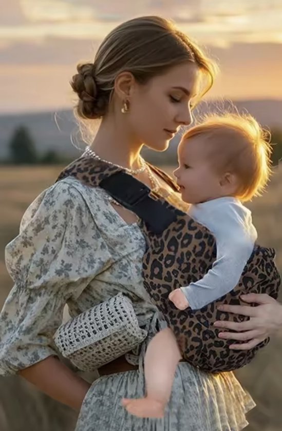 Baby Draagzak - met Luipaardpatroon - Comfortabele & Veilige Drager met Heupzitje — afbeelding 3