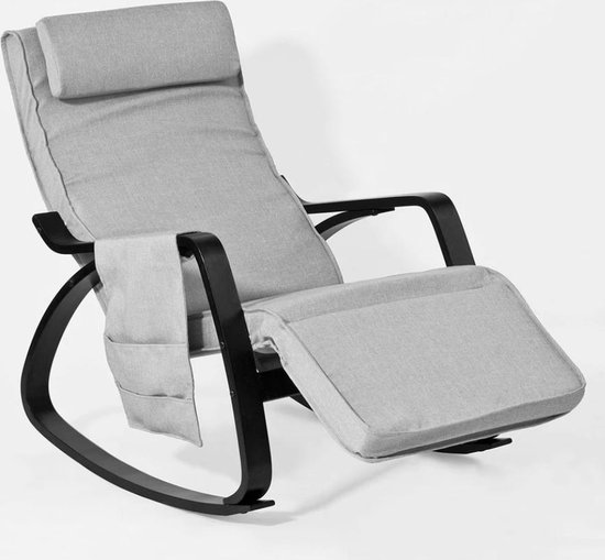 Simpletrade Schommelstoel - Ligstoel - Verstelbaar voetsteun - Grijs - 66x80x92 cm