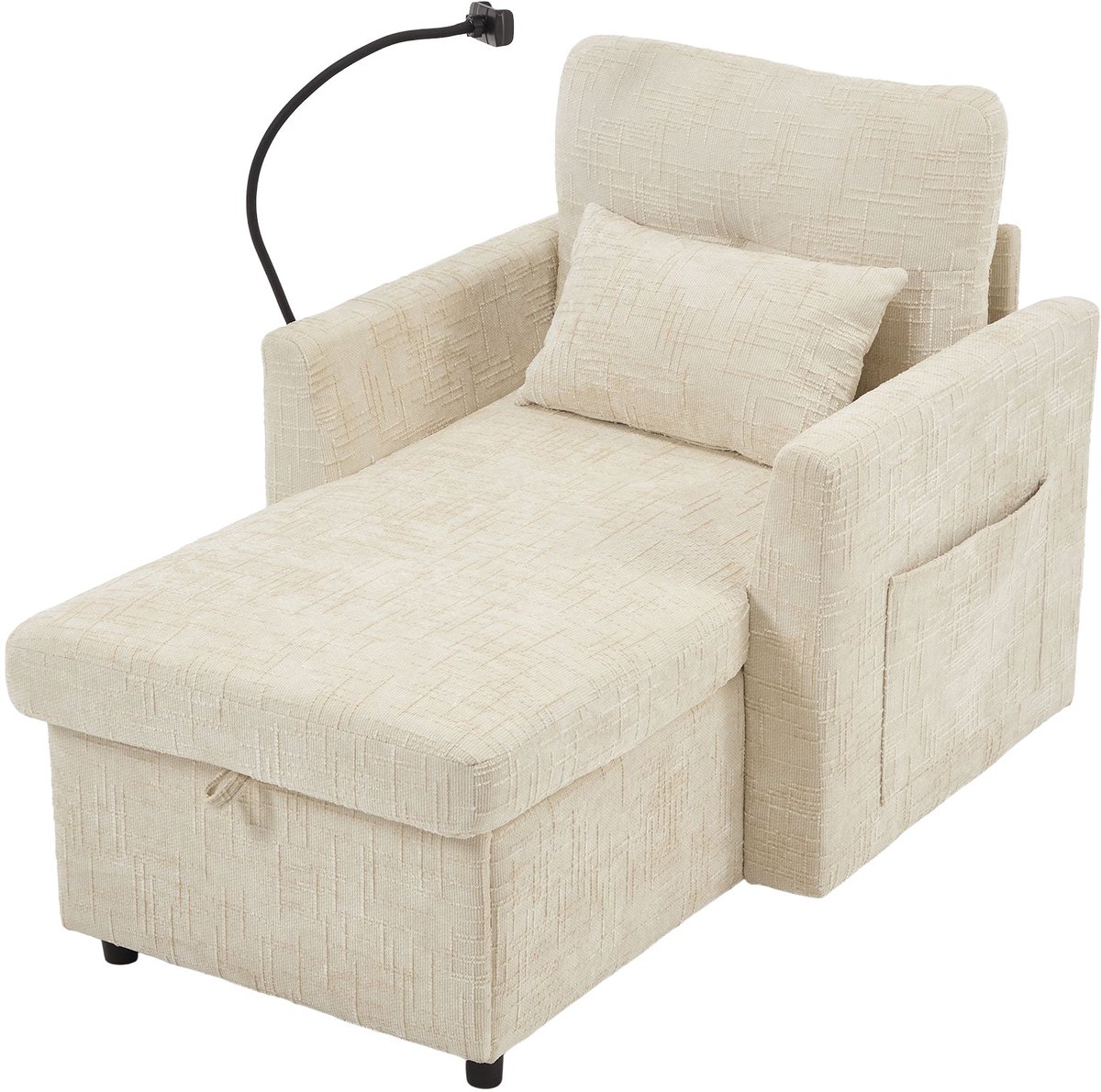 Merax Multifunctioneel Fauteuil Sofa - Chenille Loungestoel met Verstelbare Rugleuning en