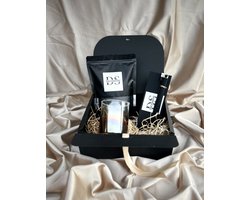Cadeau Pakket - Gift Set - Sandwax Setje Zwart - Kerst Pakket - 250G Kaars Zand / Kaarshouder / Elektrische Aansteker