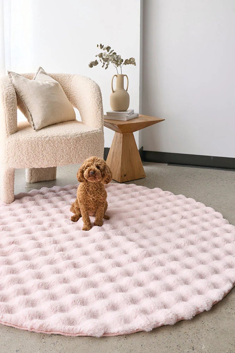 PolkaHome® Cirkel Rond Vloerkleed Ø90 cm - Superzacht Modern Vloerkleed - Hoogpolig Fluffy Tapijt - Antislip Carpet voor Woonkamer, Kinderkamer & Slaapkamer (roze)