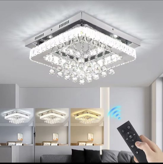Lustre en cristal - Lampe LED en Crystal - Lampe de salon - Télécommande - Lampe moderne - Plafonnier - Plafonnier - 40 cm