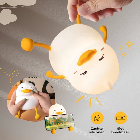 HAPPY NEEDS® Nachtlampje Ducky - Slaaptrainer - Nachtlamp Baby & kind - USB Oplaadbaar - Warm wit licht - Slaapkamer & Babykamer van HAPPY NEEDS® — afbeelding 5