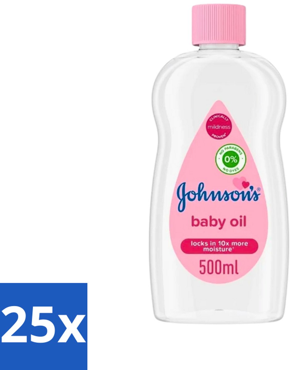25 x Johnson's - Baby Olie - Verzachtend - Hydraterend - 500 ml - Baby Aceite - Babyolie - Babyhuid Verzorging - Hydraatende Olie - Babymassage