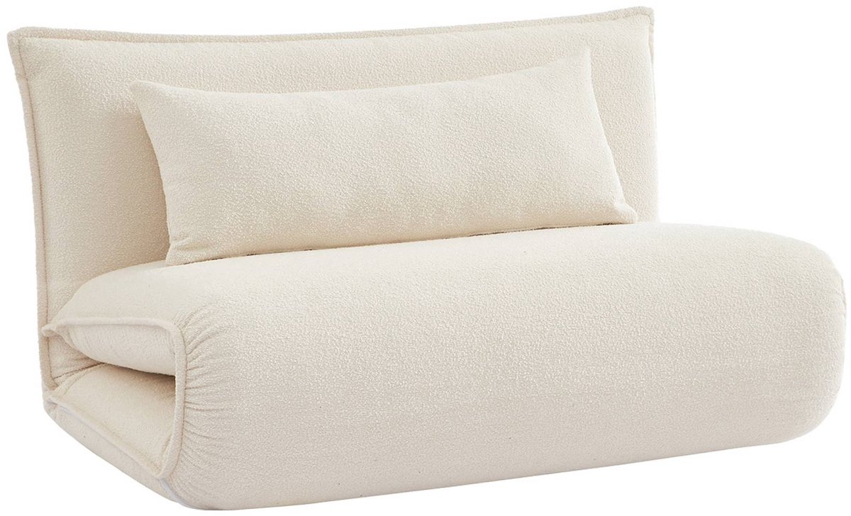 sweeek 2-zits ombouwbare stoel in gestructureerd bouclé-stof l 120 x b 80 x h 66 cm - fleeep Gebroken wit
