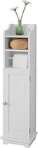 Simpletrade Badkamerkast - Toiletrolhouder - Opbergkast - verstelbare planken - MDF - Wit - 20x100x18 cm